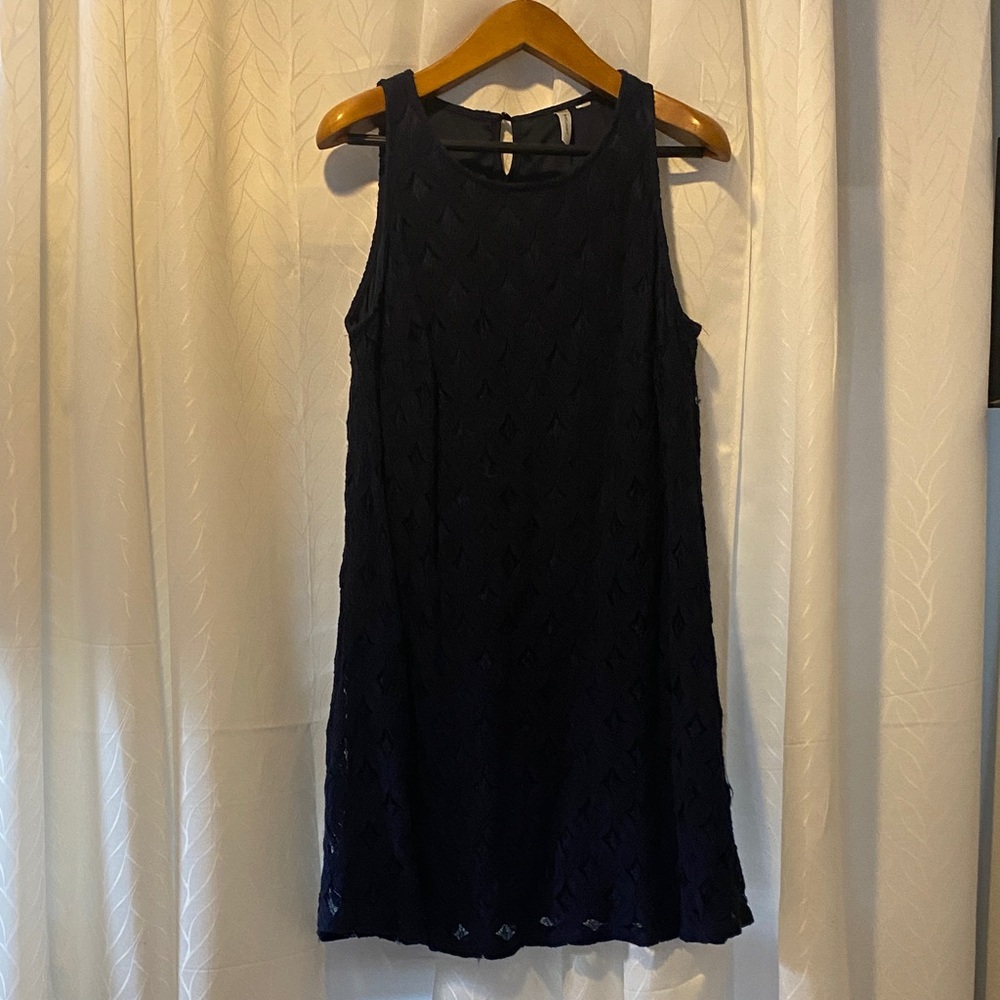 Tacera Dark Blue Textured Maxi Dress